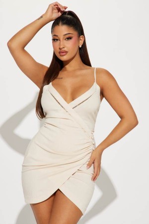 Beige Fashion Nova Izabella Mini Women Dress USA | 217830VAB