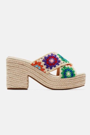 Beige Fashion Nova Learn New Tricks Crochet Heeled Women Sandals USA | 096738MEV