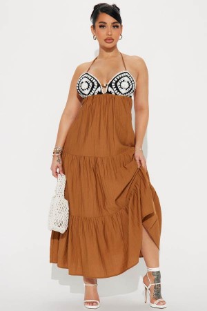 Beige Fashion Nova Maui Wowie Maxi Women Dress USA | 980432UPE