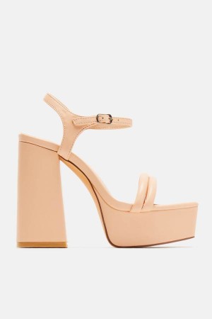 Beige Fashion Nova Tarah Platform Women Heels USA | 253618FQA