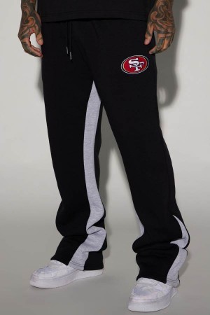 Black Fashion Nova 49ers Chill Time Men Sweatpants USA | 029814GQT