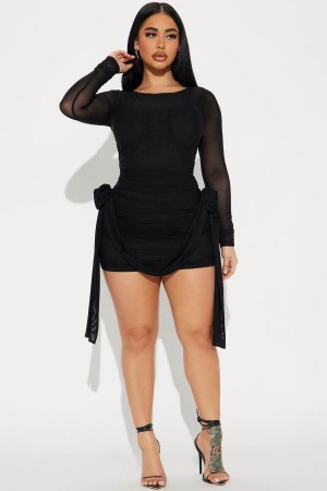 Black Fashion Nova Adeline Mesh Mini Women Dress USA | 371062DBA