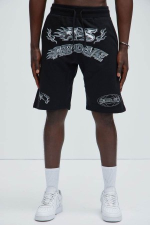 Black Fashion Nova As Above So Below Men Sweatshorts USA | 180934ECJ