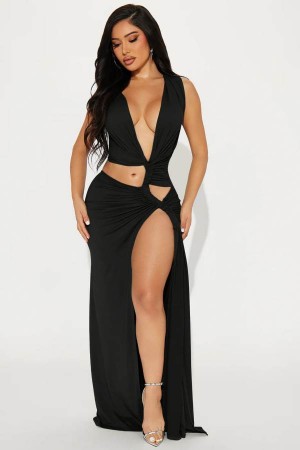 Black Fashion Nova Bahama Beach Maxi Women Dress USA | 732601DNH