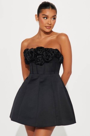 Black Fashion Nova Bliss Corset Mini Women Dress USA | 245793WPN