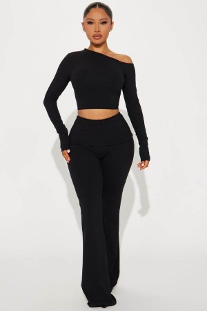 Black Fashion Nova Bri Pant Set Women Pants USA | 751684SRI