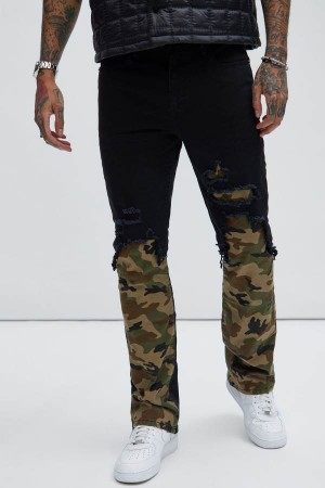 Black Fashion Nova Bryce Stacked Skinny Flare Men Pants USA | 428316SFU