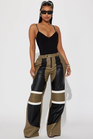 Black Fashion Nova Can't Catch Me Moto Women Pants USA | 953810QOG