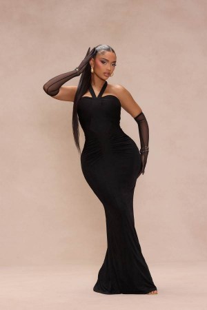 Black Fashion Nova Christa Maxi Set Women Dress USA | 417903DLQ