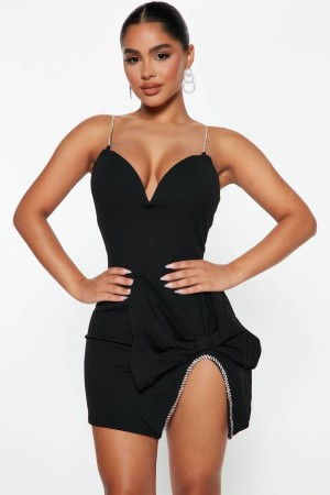 Black Fashion Nova Classy And Cute Mini Women Dress USA | 796153KFN