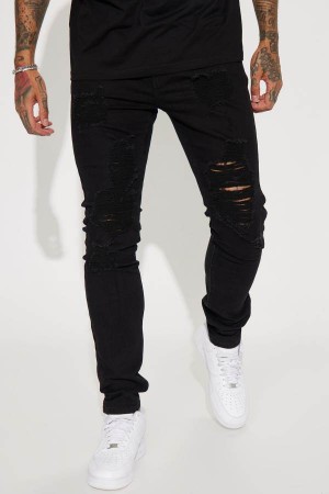 Black Fashion Nova Coming Home Stacked Skinny Men Pants USA | 785206ZGA