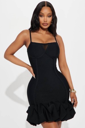 Black Fashion Nova Everly Bandage Mini Women Dress USA | 124375JBN