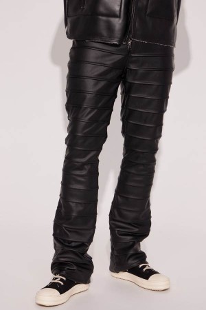 Black Fashion Nova Extra Levels Faux Leather Slim Stacked Flared Men Pants USA | 912867EGF