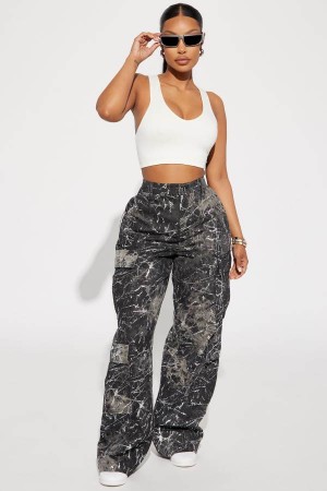 Black Fashion Nova Eye Of The Storm Cargo Women Pants USA | 765812ZDM