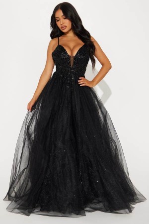 Black Fashion Nova Fairy Tale Princess Maxi Women Dress USA | 935806RSZ