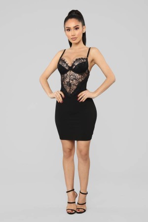 Black Fashion Nova Feelings With You Lace Mini Women Dress USA | 167958EHF