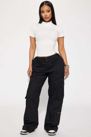 Black Fashion Nova Flying High Cargo Women Pants USA | 417853UTG