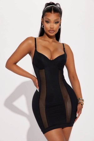 Black Fashion Nova Gabriel Mesh Mini Women Dress USA | 156729DEO