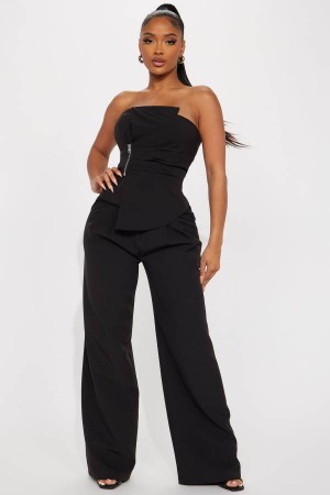 Black Fashion Nova Get Over It Pant Set Women Pants USA | 704593FHD