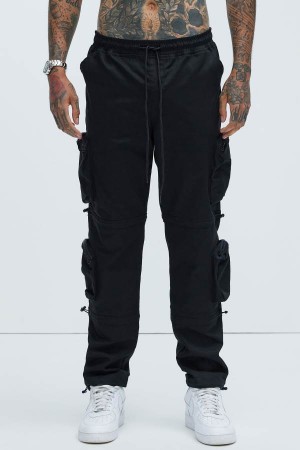 Black Fashion Nova Hawker Twill Utility Men Pants USA | 397014ZTQ