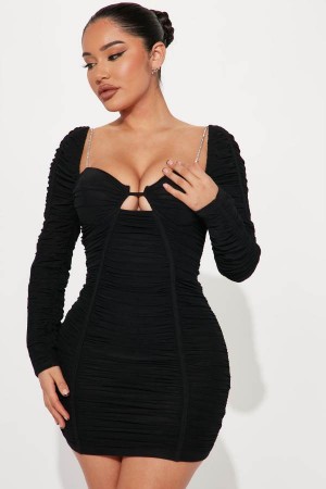 Black Fashion Nova Highly Favored Mesh Mini Women Dress USA | 873950ARQ