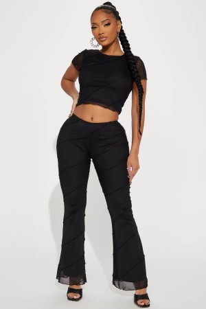 Black Fashion Nova Keep it Classy Pant Set Women Pants USA | 234601GNK