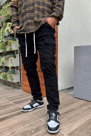 Black Fashion Nova Kyle Cargo Men Pants USA | 296384KOE