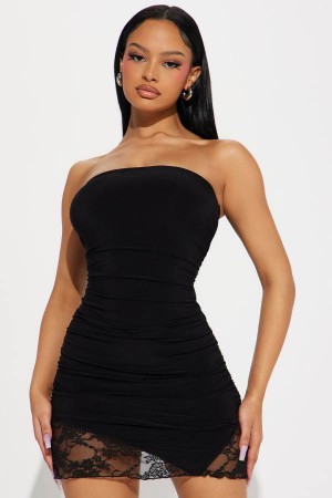 Black Fashion Nova Leilani Strapless Mini Women Dress USA | 478351MBJ