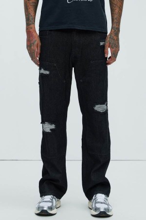 Black Fashion Nova Leo Straight Carpenter Men Jeans USA | 219367GJF