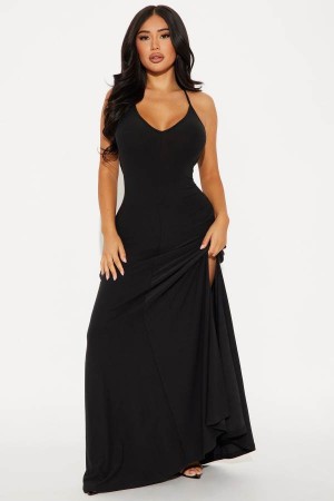 Black Fashion Nova Let Be Real Maxi Women Dress USA | 408719URD