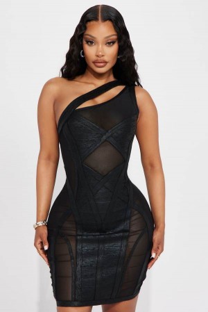 Black Fashion Nova Lorena Bandage Mini Women Dress USA | 427835THD