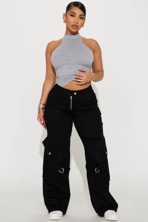 Black Fashion Nova Madden Low Rise Cargo Women Pants USA | 175049PZC