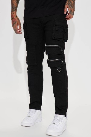 Black Fashion Nova More Than One Cargo Pocket Slim Men Jeans USA | 247813GRU