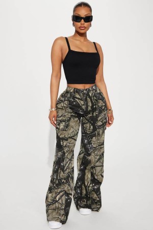 Black Fashion Nova Most Necessary Hunter Camo Cargo Women Pants USA | 230647FCR