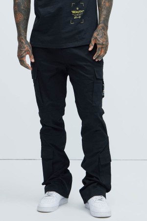 Black Fashion Nova Nikko Slim Flare Men Pants USA | 859734UME