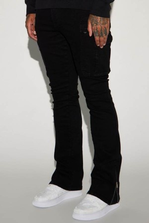 Black Fashion Nova On A Good One Stacked Skinny Flare Men Jeans USA | 850692WNP