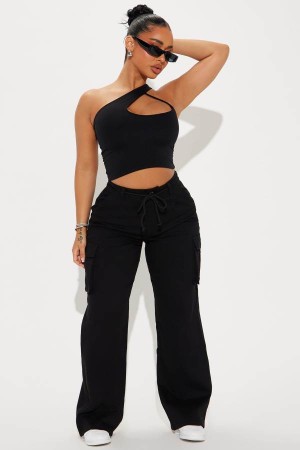 Black Fashion Nova Out For The Day Cargo Women Pants USA | 604132KCI