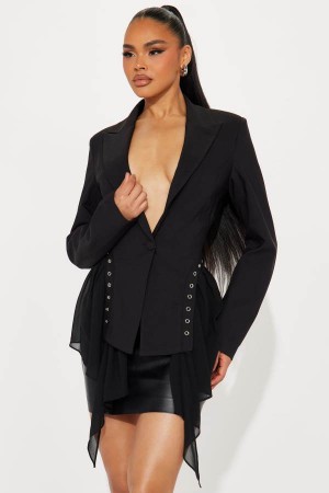 Black Fashion Nova Over The Top Blazer Women Tops USA | 847605GTK