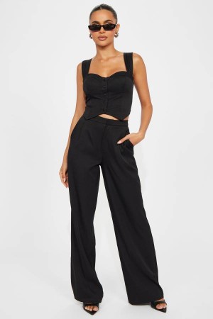 Black Fashion Nova Peyton Pant Set Women Pants USA | 371682UJV