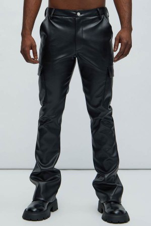 Black Fashion Nova Royce Faux Leather Men Pants USA | 569317CLE