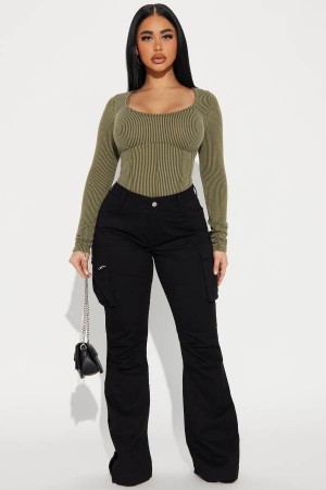 Black Fashion Nova She's a Keeper Cargo Women Pants USA | 769485QSI