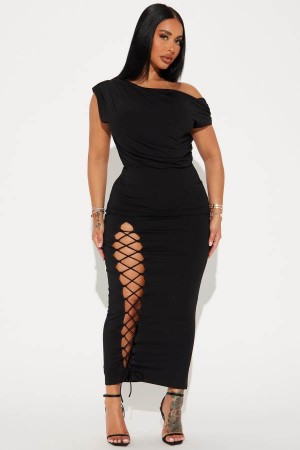 Black Fashion Nova She's a Vision Maxi Women Dress USA | 041853JRZ