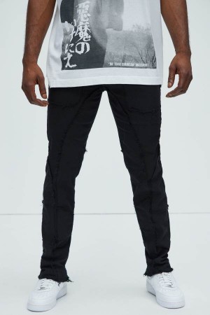 Black Fashion Nova Speak Up Frayed Straight Men Pants USA | 569248KLY