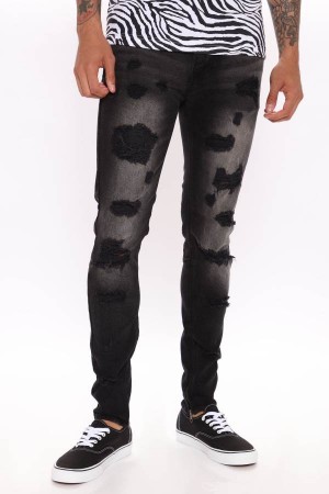 Black Fashion Nova Stay Positive Skinny Men Jeans USA | 346571YKM