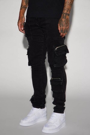 Black Fashion Nova The Masses Stacked Skinny Men Jeans USA | 796438FPG