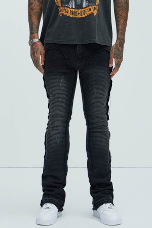 Black Fashion Nova Wait For It Flare Men Jeans USA | 532741OWE