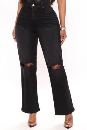 Black Fashion Nova You Need To Relax Straight Leg Women Jeans USA | 294836VHS