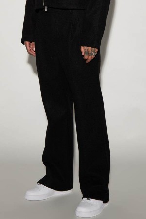 Black Fashion Nova Zip It Out Relaxed Flare Men Pants USA | 902576MTQ