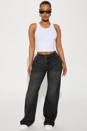 Black Wash Fashion Nova Bellissima Basic Stretch Straight Leg Women Jeans USA | 317089CDI