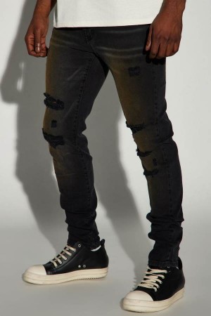 Black Wash Fashion Nova Used To Know Me Stacked Skinny Men Jeans USA | 384029NYO